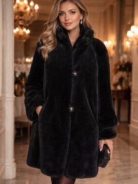 Vintage St John by Marie Gray Reversible Faux Fur Coat Designer Elegance